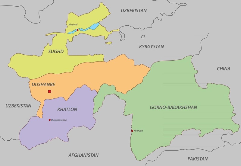 نقشه سیاسی تاجیکستان